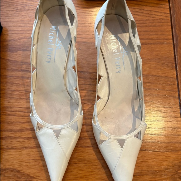 Michel Perry Cream Cutout Heels - Picture 1 of 3